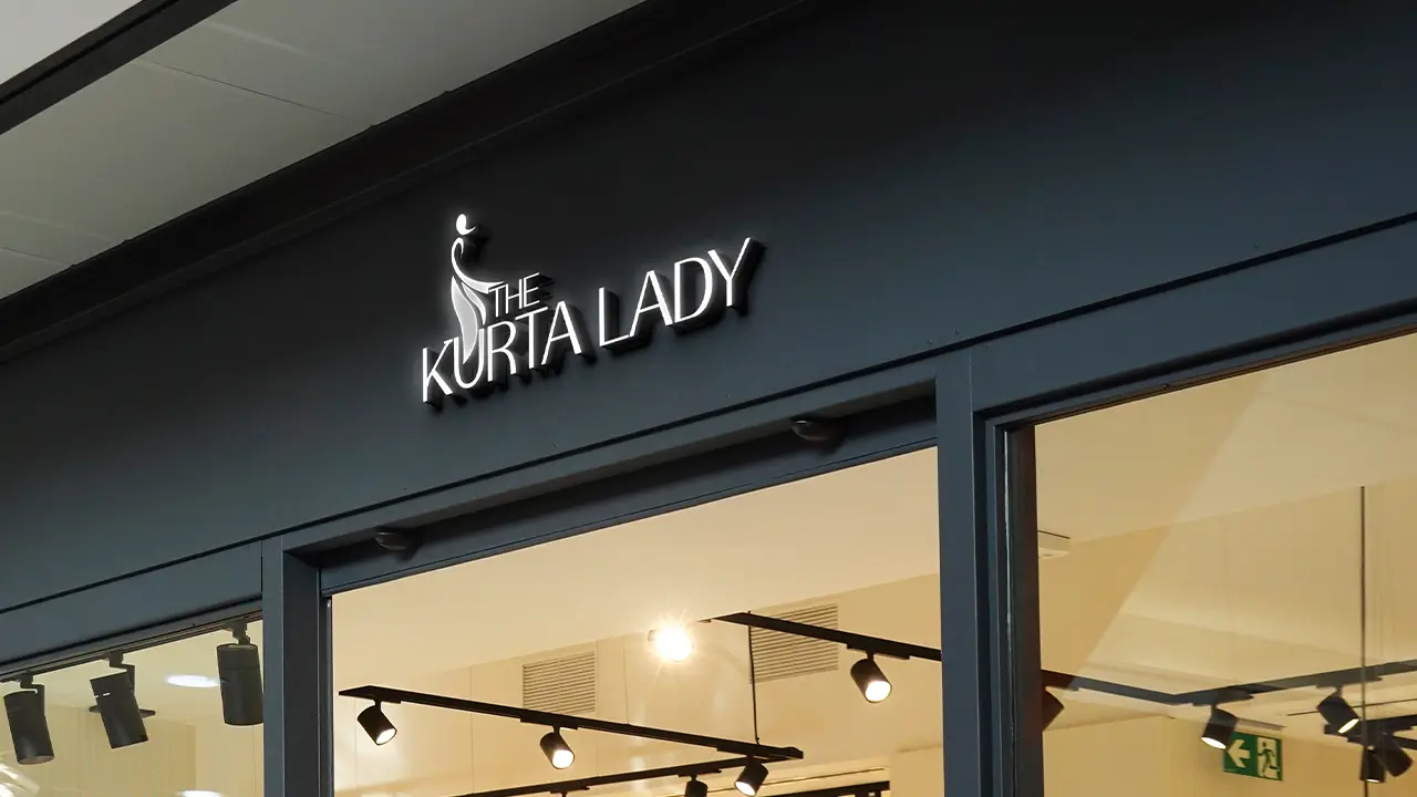 this is the name board for kurta lady brand Identity